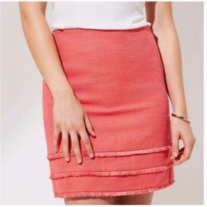 EUC LOFT Coral Tiered Fringe Shift Skirt